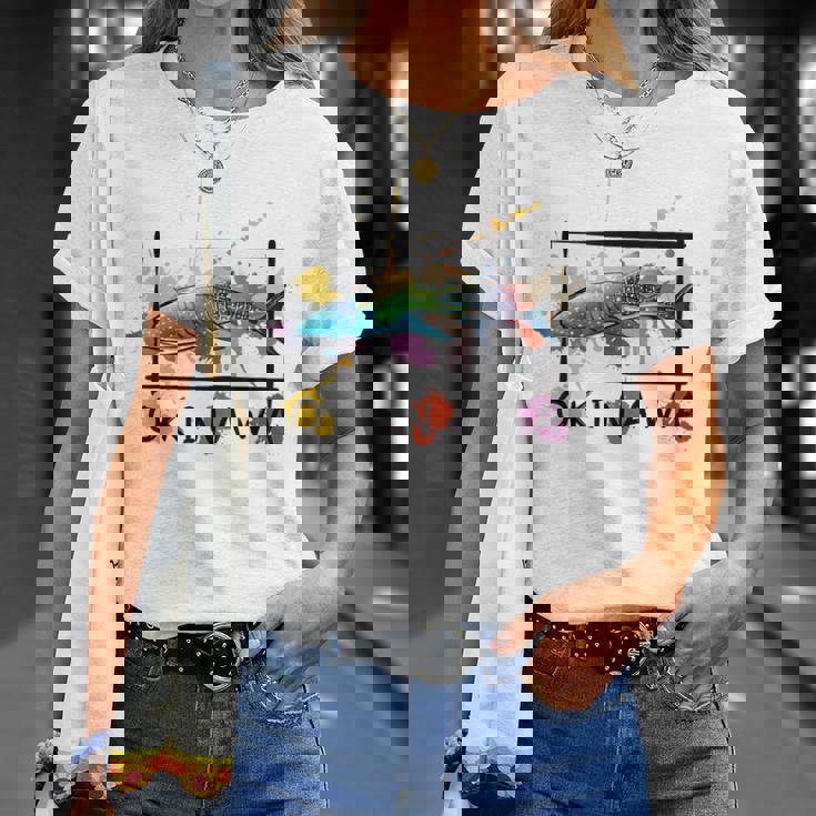 沖縄 ホエールシャークペイント スプラッター かわいい沖縄お土産 Tシャツ 彼女への贈り物