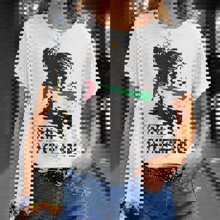 無料パレスチナ国旗 ガザの終わり占領 パレスチナ語 Tシャツ 彼女への贈り物