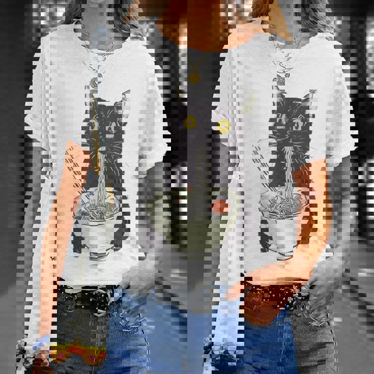 猫 ラーメン 麺 和 ラーメン かわいい 猫 Tシャツ 彼女への贈り物