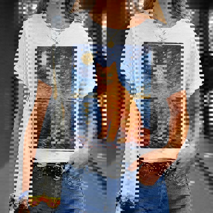 猫のポートレートオイル印刷甘い子猫 長袖tシャツ Tシャツ 彼女への贈り物