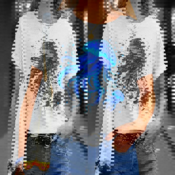 生物発光と水中世界クラゲ Tシャツ 彼女への贈り物