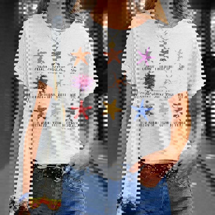 異なるタイプのヒトデの品種コレクション、かわいいヒトデ Lo Tシャツ 彼女への贈り物