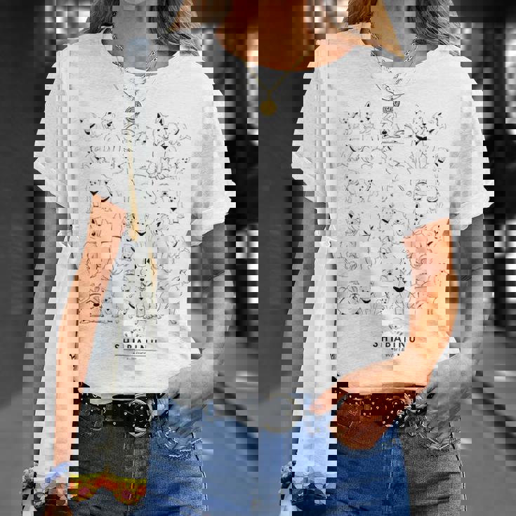 白柴たくさん かわいい柴犬 Tシャツ 彼女への贈り物