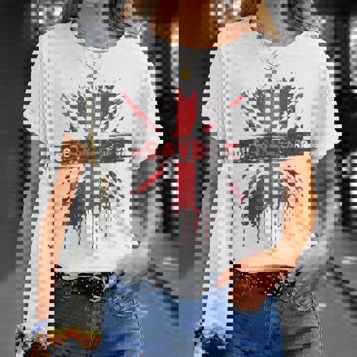 神は貧しい王のcor冠式パンクグラフィティユニオンジャックを救う Tシャツ 彼女への贈り物