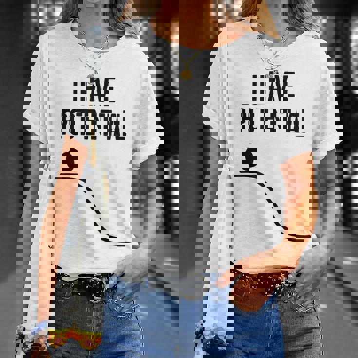 私には潜在的なエネルギーがある面白い物理学 Tシャツ 彼女への贈り物