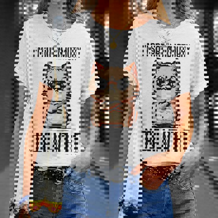 私は短気で口うるさいので、それを扱います。態度猫 Tシャツ 彼女への贈り物