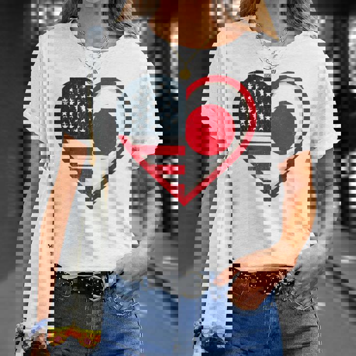 米国 アメリカ 日本 ハートフラッグ 二重国籍。 Tシャツ 彼女への贈り物