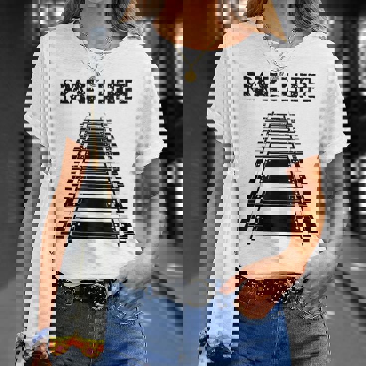 線路付きレールライフ 鉄道作業員と鉄道模型用 Tシャツ 彼女への贈り物