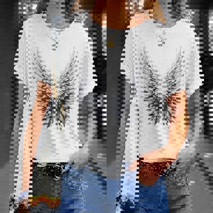 背中には白い天使の羽 Tシャツ 彼女への贈り物