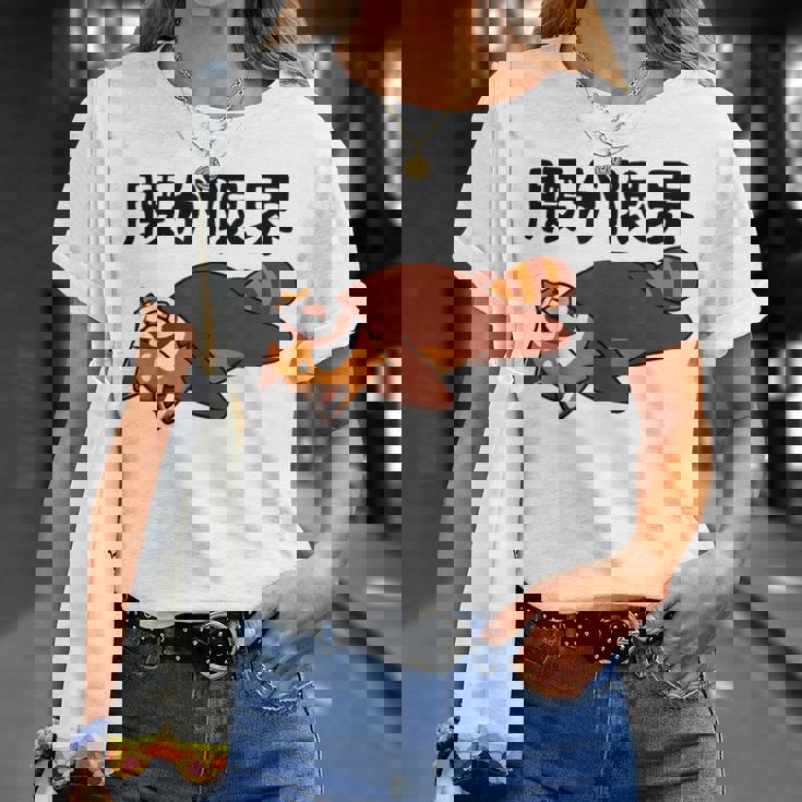 腰が限界 レッサーパンダ 面白いtシャツ 文字入り メンズ おもしろ 面白い 服 オリジナル おもしろグッズ 文字 Tシャツ 彼女への贈り物