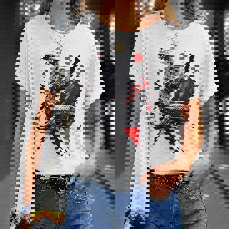 蛇 動物 モチーフ アートワーク 蛇 Tシャツ 彼女への贈り物