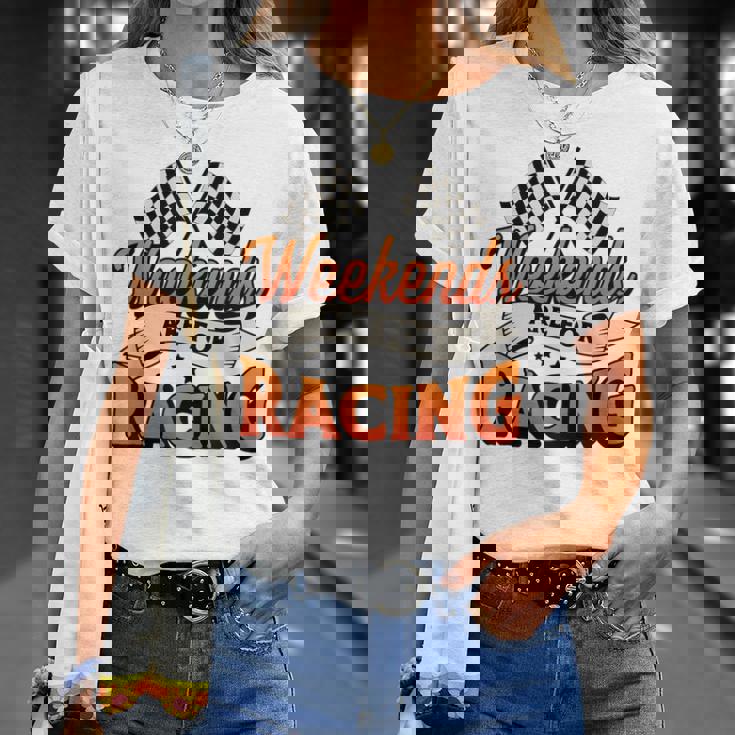週末はレーシングカーレースモータースポーツ Tシャツ 彼女への贈り物