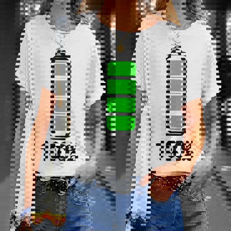 電池 100 フルバッテリー Tシャツ 彼女への贈り物