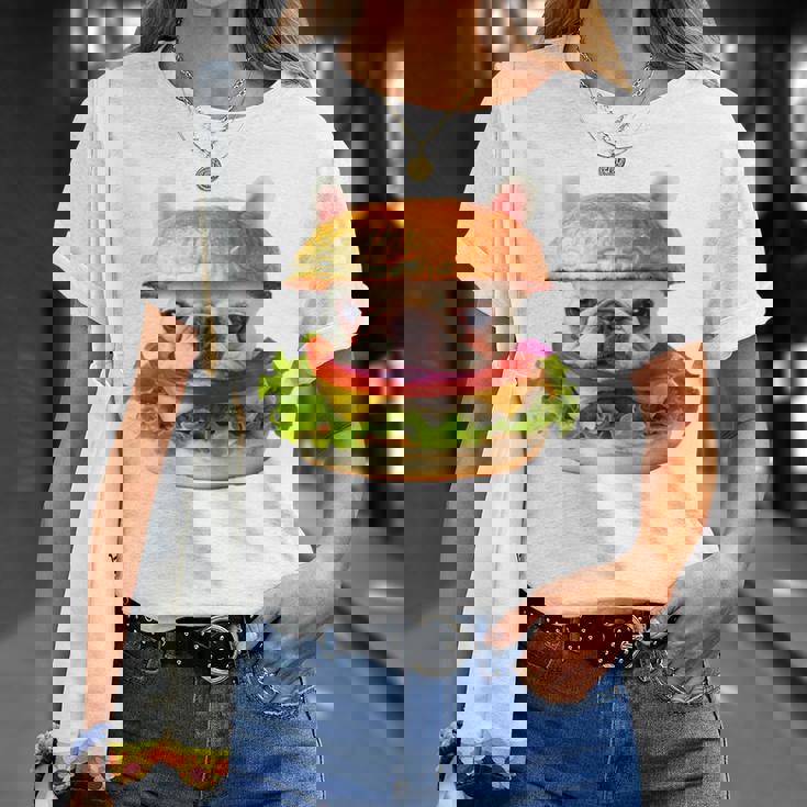 面白いtシャツ フレンチブルドッグ 犬 ハンバーガー メンズ グッズ かわいい おもしろ 面白い 服 ネタ 長袖tシャツ Tシャツ 彼女への贈り物