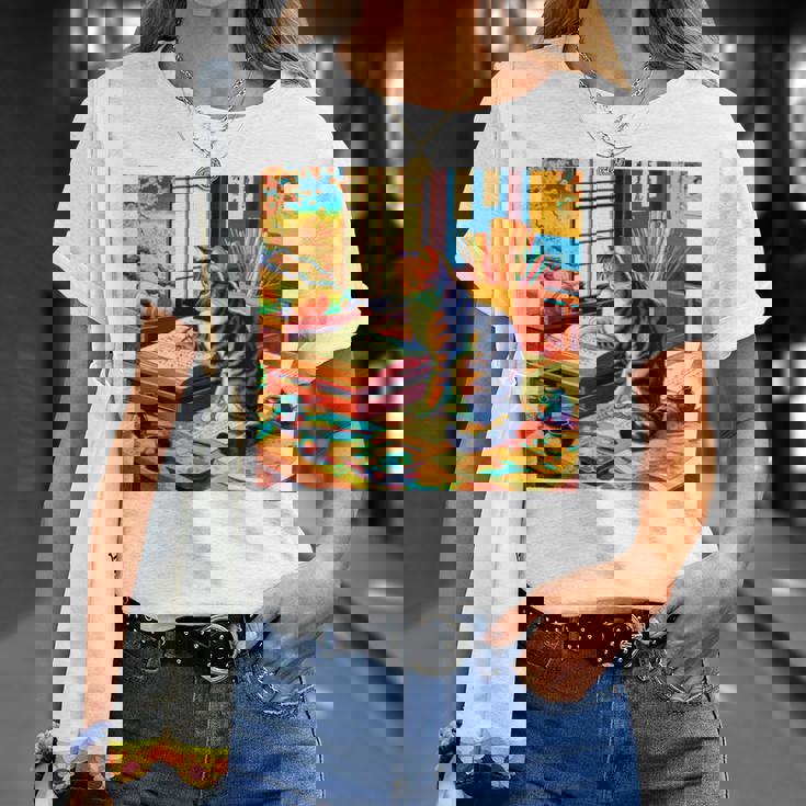 面白いtシャツ 猫 ネコ 読書 勉強 メンズ 猫好き グッズ おもしろ 面白い 服 ネタ 猫の下僕 浮世絵 長袖tシャツ Tシャツ 彼女への贈り物