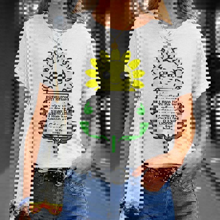 面白いひまわりおもちゃ ポジティブカード ポジティブヒマワリ Tシャツ 彼女への贈り物