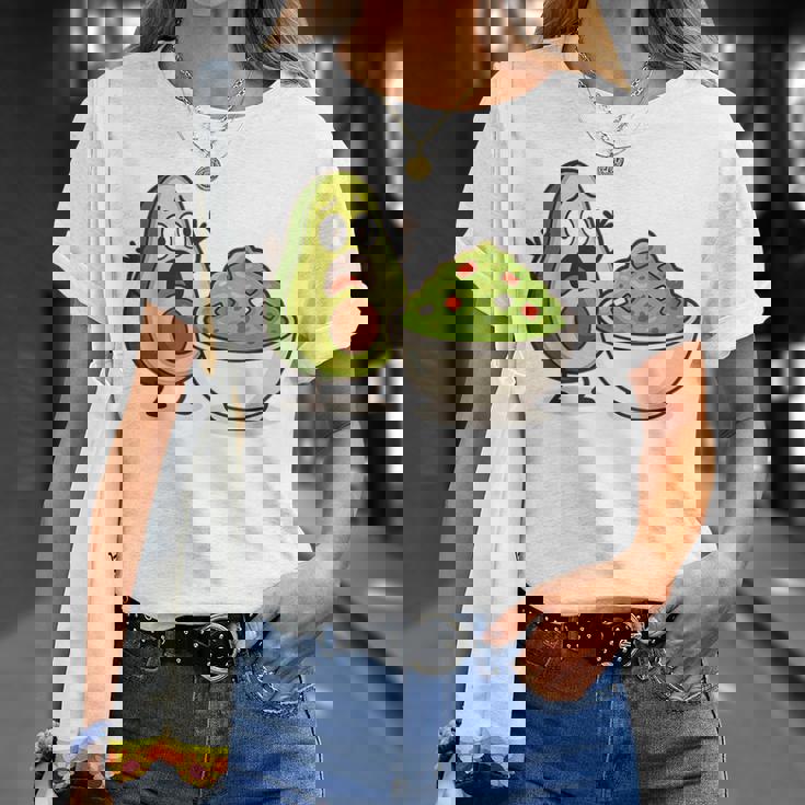 面白いアボカドワカモレ漫画パニック Tシャツ 彼女への贈り物
