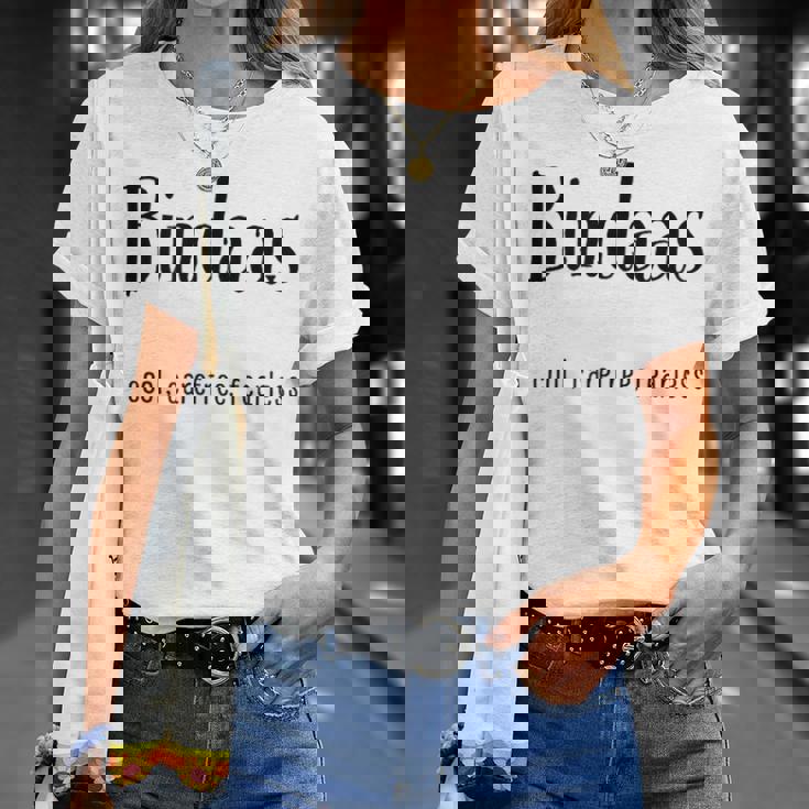 面白いインドの「Bindaas」 Tシャツ 彼女への贈り物