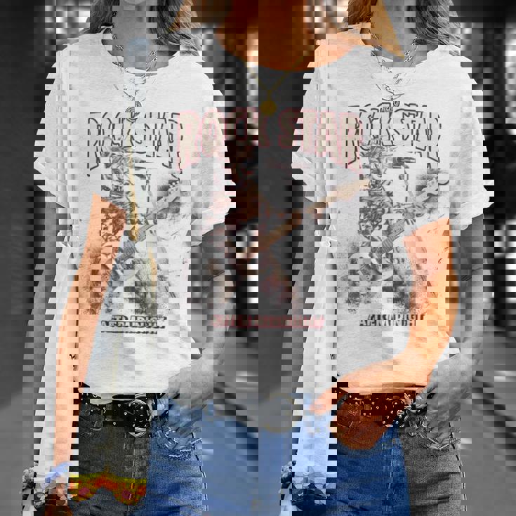 面白いギター猫 エレキギターでロックを弾く猫 長袖tシャツ Tシャツ 彼女への贈り物