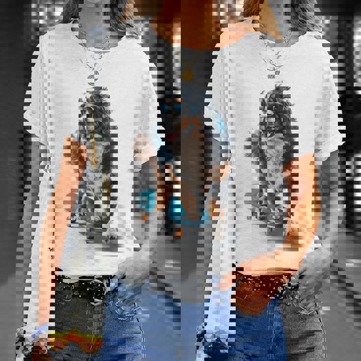 面白いスケートボード バーニーズマウンテンドッグ スケーター スケートグラフィック Tシャツ 彼女への贈り物