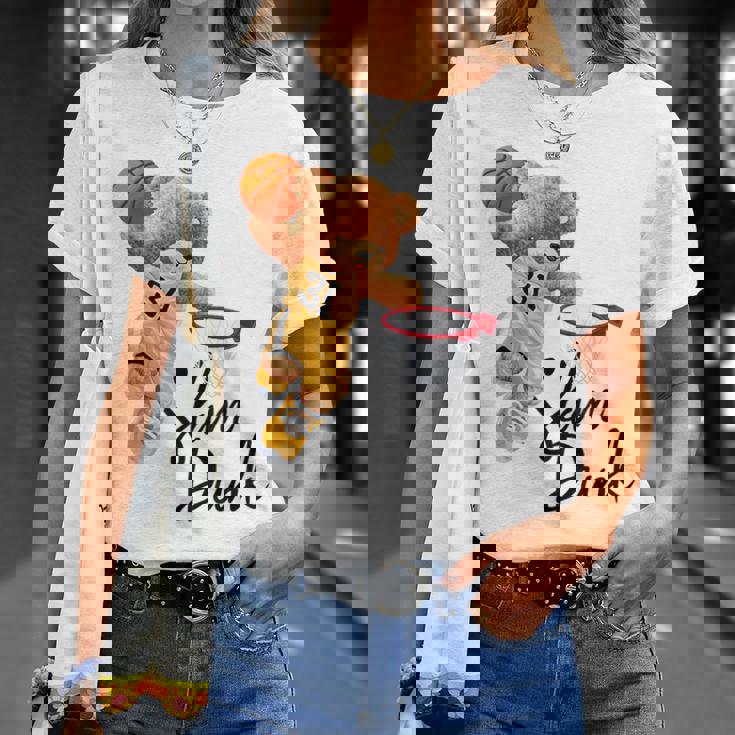 面白いテディベア スラムダンク テディベア バスケットボール Tシャツ 彼女への贈り物