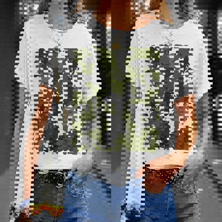 面白い猫のカモフラージュカモフラージュパターンペット猫 Tシャツ 彼女への贈り物