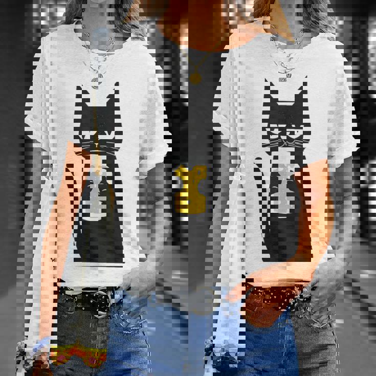 面白い黒猫はビールが大好きおもしろいビール好き Tシャツ 彼女への贈り物