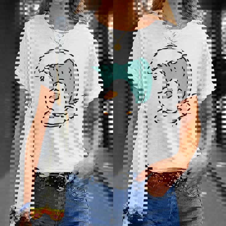 面白くてかわいい小さなアヒルが波をキャッチ。 Tシャツ 彼女への贈り物