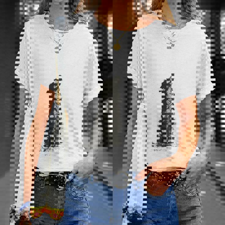 飼い主を見ているボーダーコリー 農場の犬 Tシャツ 彼女への贈り物