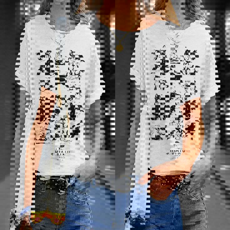 黒柴たくさん かわいい柴犬 柴犬イラスト Tシャツ 彼女への贈り物