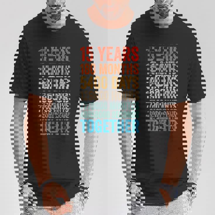 15年目の記念日 彼 彼女 カップル 15回目の結婚 Tシャツ 面白い贈り物