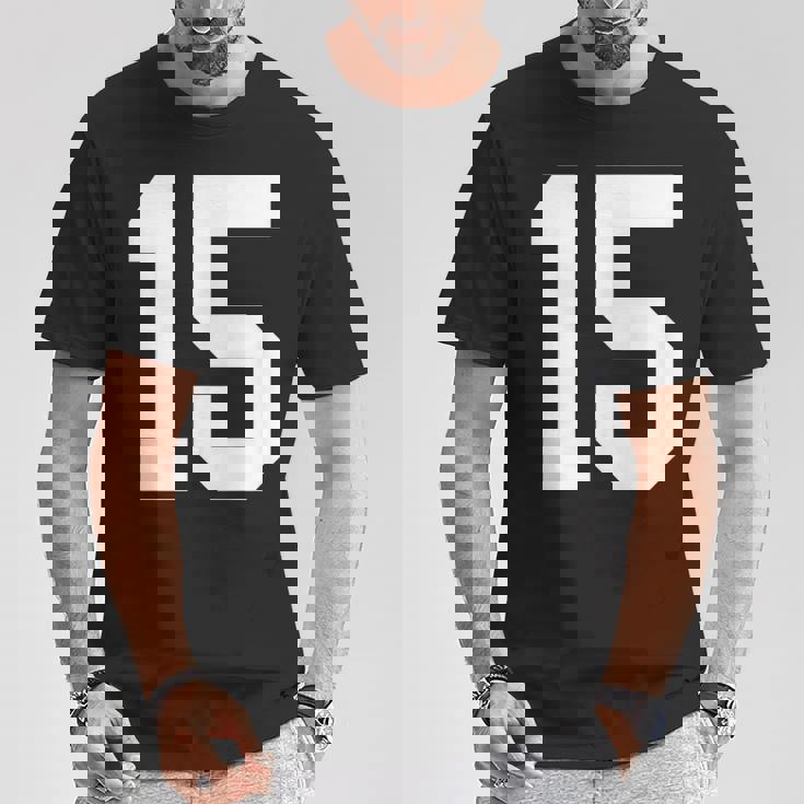 15番のカレッジスポーツスタイル。ホワイト。 Tシャツ 面白い贈り物