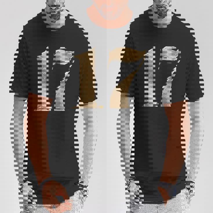 17 セブンティーン 誕生日 お気に入り 数字 フルール・ド・リス デザイン Tシャツ 面白い贈り物