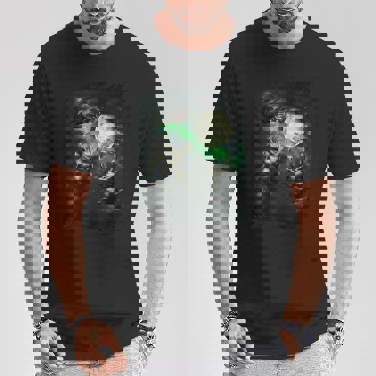 3 サイ クワガタ カブトムシ 月 三匹狼 ハウリング Tシャツ 面白い贈り物