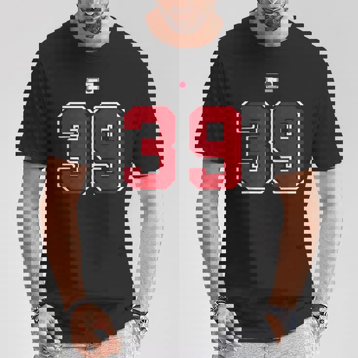 39 ナンバー カレッジスタイル ヴィンテージ 赤 白 日本国旗 Tシャツ 面白い贈り物