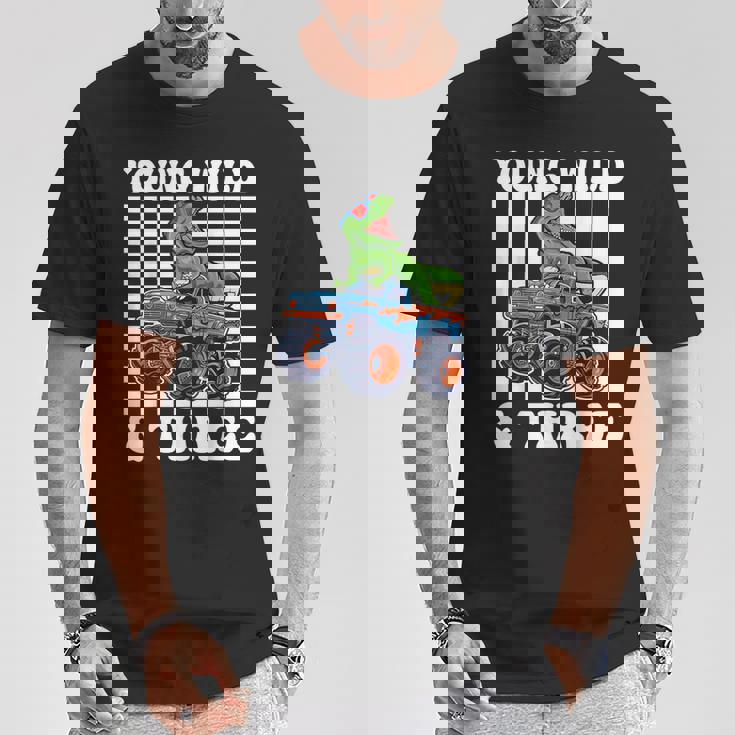 3Rd Birthday Monster Truck Young Wild And Three 3 Year Old T-Shirt Personalized Gifts 3Rd Birthday Monster Truck Young Wild And Three 3 Year Old T-Shirt Personalized Gifts