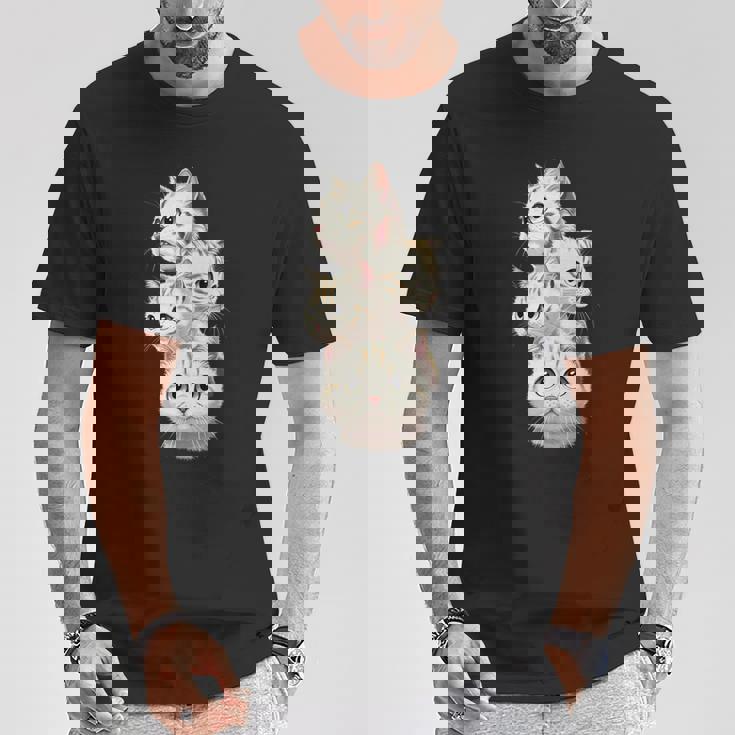 4 匹のかわいい猫 猫愛好家に最適 Tシャツ 面白い贈り物