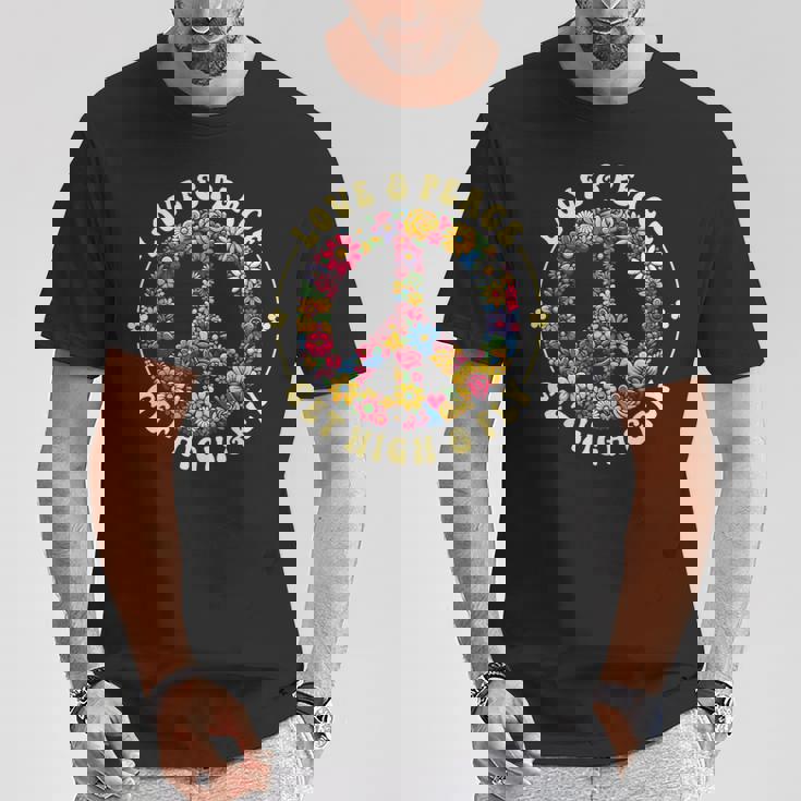 70年代フラワーパワー・ラブピース・ヒッピー衣装 Tシャツ 面白い贈り物