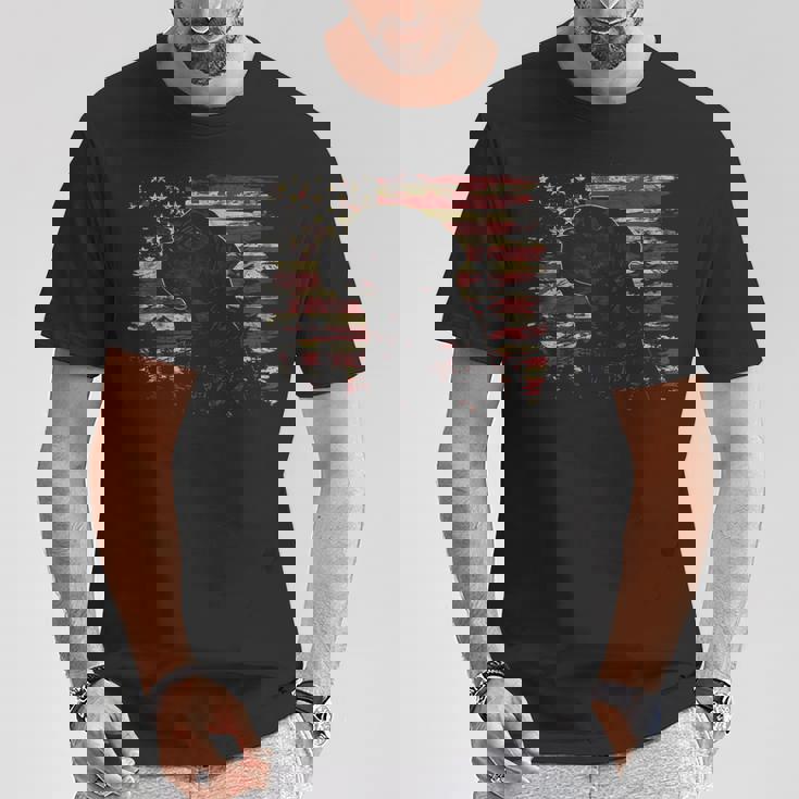 7月4日 アメリカ国旗 愛国心が強いラブラドールレトリバー犬 Tシャツ 面白い贈り物