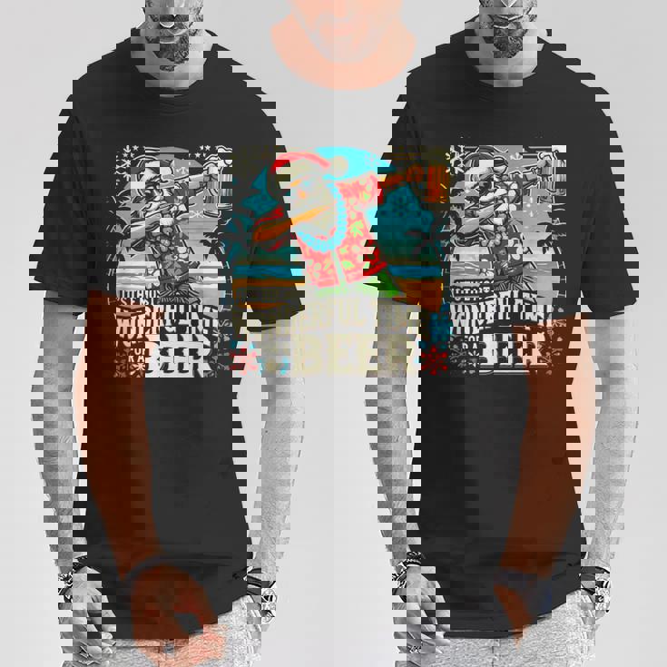 7月のクリスマス サンタハワイアンワンダフルビール Tシャツ 面白い贈り物