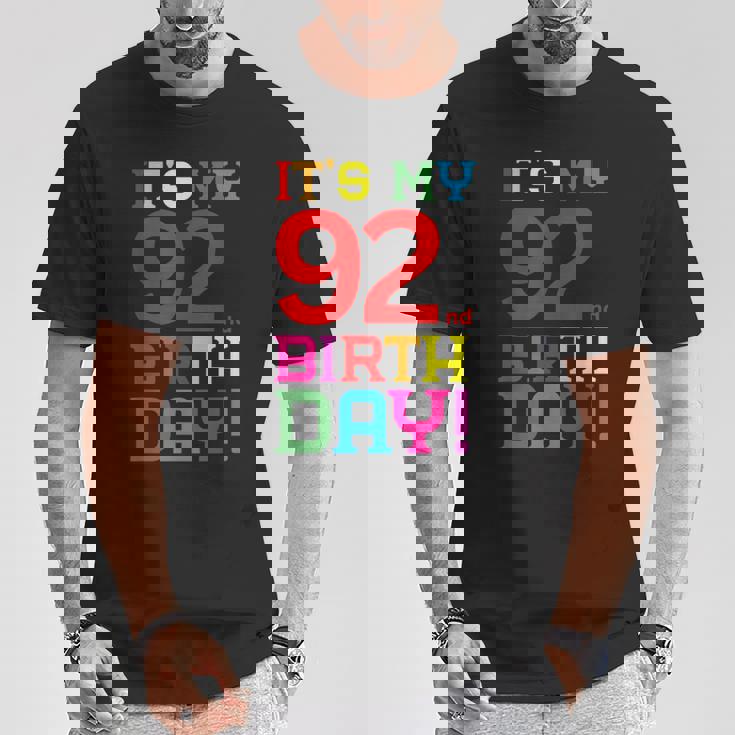 92歳 カラフル Happy Birthday Its My 92Th Birthday Tシャツ 面白い贈り物