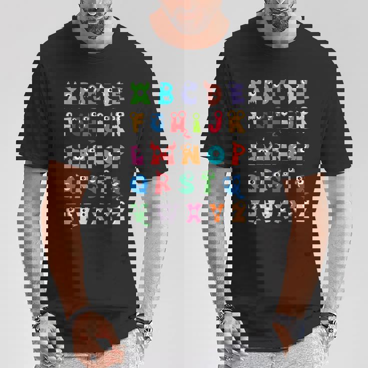 Abc かわいいモンスター アルファベット ハロウィン 先生 コスチューム キッズ Tシャツ 面白い贈り物