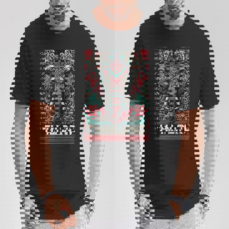 Amezing タイチャン 美しい象 タイ柄 Tシャツ 面白い贈り物