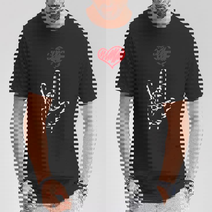 Asl I Love You Hand Heart アメリカ手話 Tシャツ 面白い贈り物