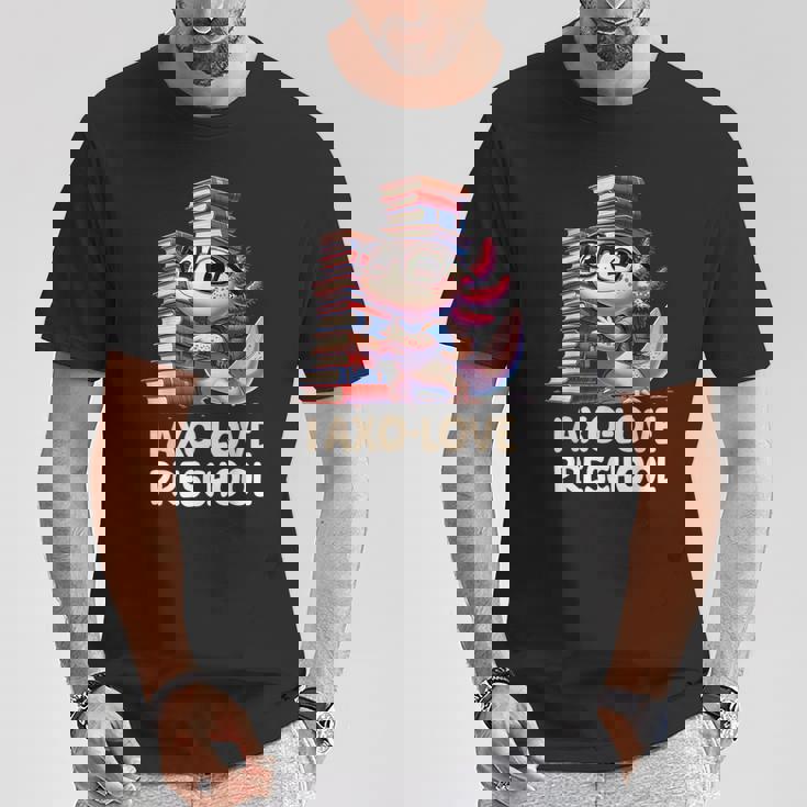 I Axo Love Presschool Axolotl 新学期読書 Tシャツ 面白い贈り物