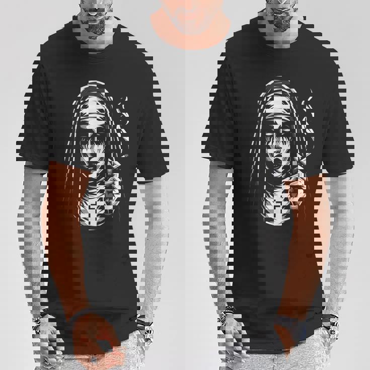 Badmoking Nun オカルトゴス 魔術&ホラー ゴシック Tシャツ 面白い贈り物