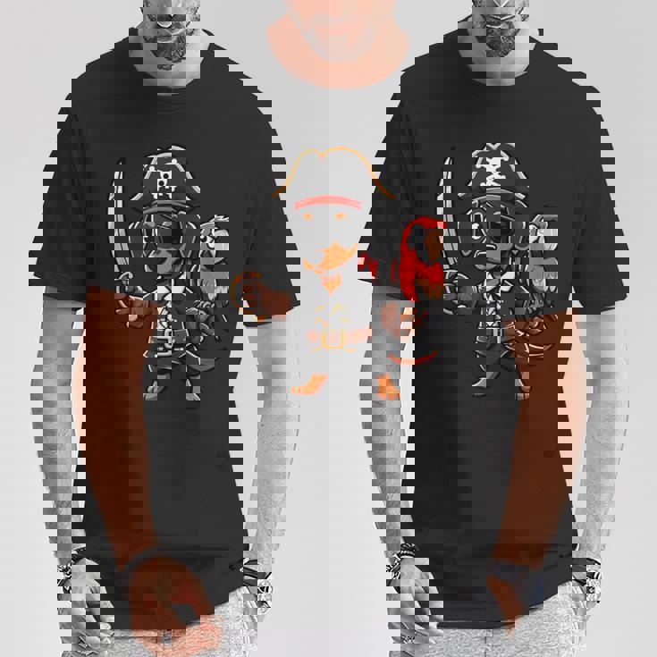 Bassotto Pirata Divertente Cane Capitano Maglietta Regalos divertidos