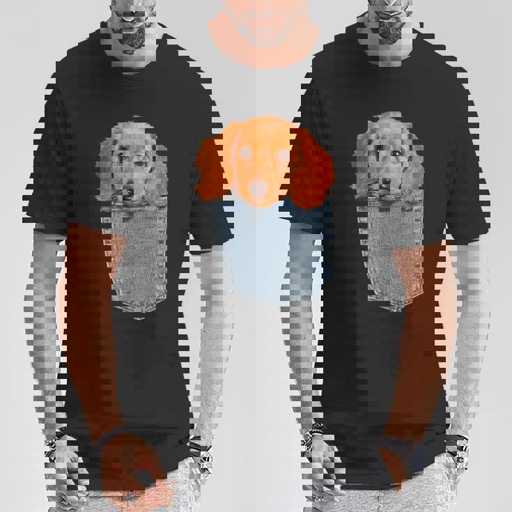 Beagle In My Pocket シャツ かわいい子犬 ダックスフンド ドッグシャツ Tシャツ 面白い贈り物