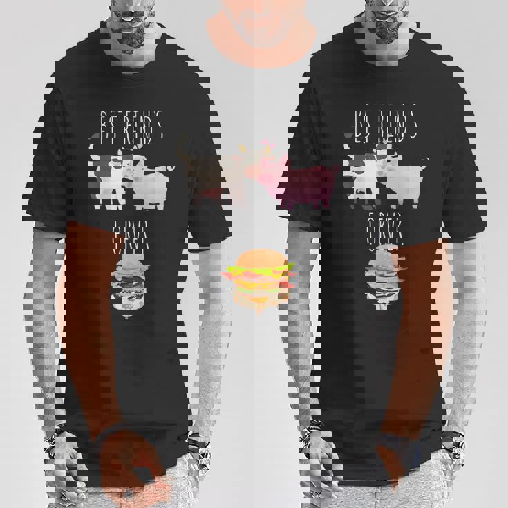 Best Friends Forever Beef Lover Pork Meat Bacon Burger Tシャツ 面白い贈り物