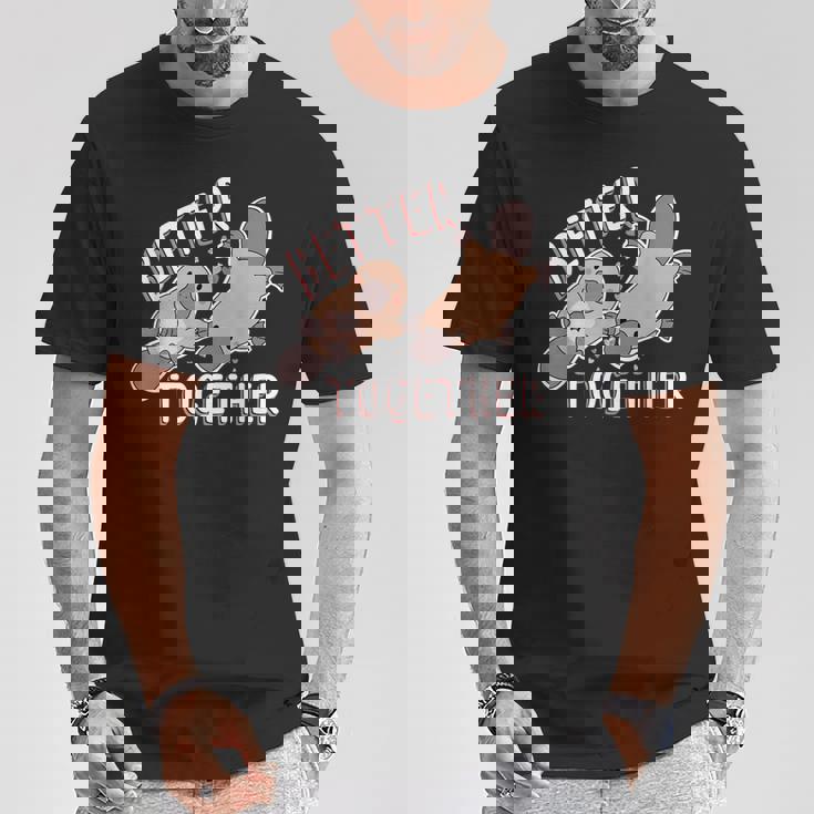 Better Together バレンタインデー カモノハシ カップル ラブ ハッピー Tシャツ 面白い贈り物